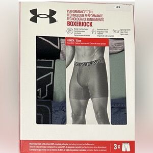 Under Armour 3 Men's Performance Tech Boxerjocks Large (34-37) Blue/Gray/Green